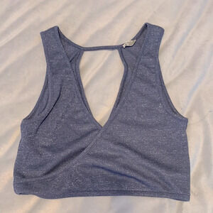 Intimately free people blue glittery sparkle crossover Bralette size XS ribbed
